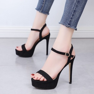 European and American Women's Ultra-High Heel 12cm Summer <b>Sandals</b> Sexy Nightclub Style with Flat Belt Outdoor High Heels 2025 - Product Image 1