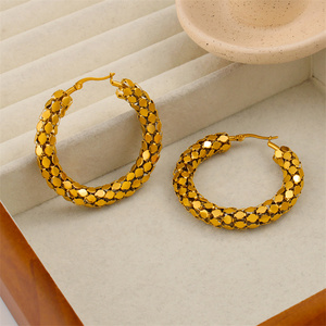 Luxury Fish Scale Hoop Earrings 18K Gold Plated <strong>Stainless</strong> <strong>Steel</strong> Elegant Dangle Earrings for Women Vacation <strong>Jewelry</strong> - Product Image 2
