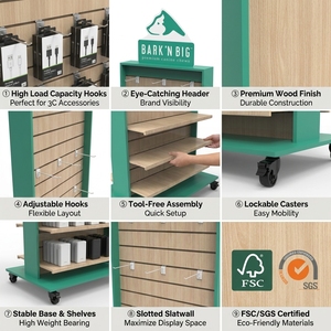 Support d'affichage personnalisé en bois pour multiprises, présentoir de sol pour <span class=keywords><strong>accessoires</strong></span> 3C, étagère de vente au détail avec crochets, logo personnalisé OEM ODM - Product Image 5