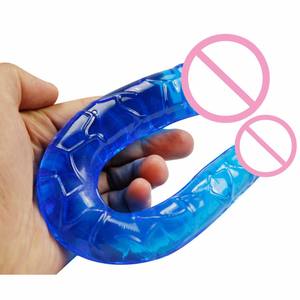 Boîte personnalisée gratuite-jouets érotiques gode en caoutchouc réaliste vibrant gode noir à double tête avec usine chinoise à bas prix - Product Image 3