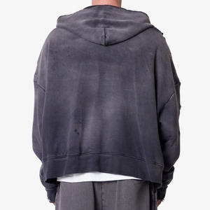 Nouvel arrivage : Sweat à capuche zippé personnalisé, style vintage délavé, coupe ample, streetwear, pour hommes - Product Image 3
