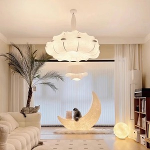 Tempat lilin suspensi LED, gaya Modern 3500K CCT sutra LED dapat diredupkan AC kompatibel untuk ruang tamu kamar tidur Hotel - Product Image 2