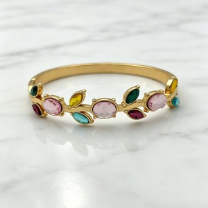 Gold Plated Cuff <b>Bracelet</b> With <b>Crystal</b> Rhinestones Plant Pattern Bohemia Style Women's Jewelry Gift - Product Image 1