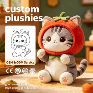 ตุ๊กตาแมวมะเขือเทศสั่งทำขายส่ง, ตุ๊กตาผ้ากำมะหยี่คุณภาพสูง, รับผลิตแบบ OEM ODM ตามมาตรฐาน CE EN71 - Product Image 1