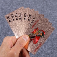 Cartes à Jouer Premium Or Rose - Jeu de Poker en Plastique Imperméable avec Motif Doré pour l'Export