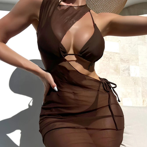 ชุดบิกินี่ตาข่าย3ชิ้นแบบแยกชุดว่ายน้ำเซ็กซี่สำหรับผู้หญิงชุดว่ายน้ำแบบแห้งเร็วชุดว่ายน้ำแบบเซ็กซี่ - Product Image 1