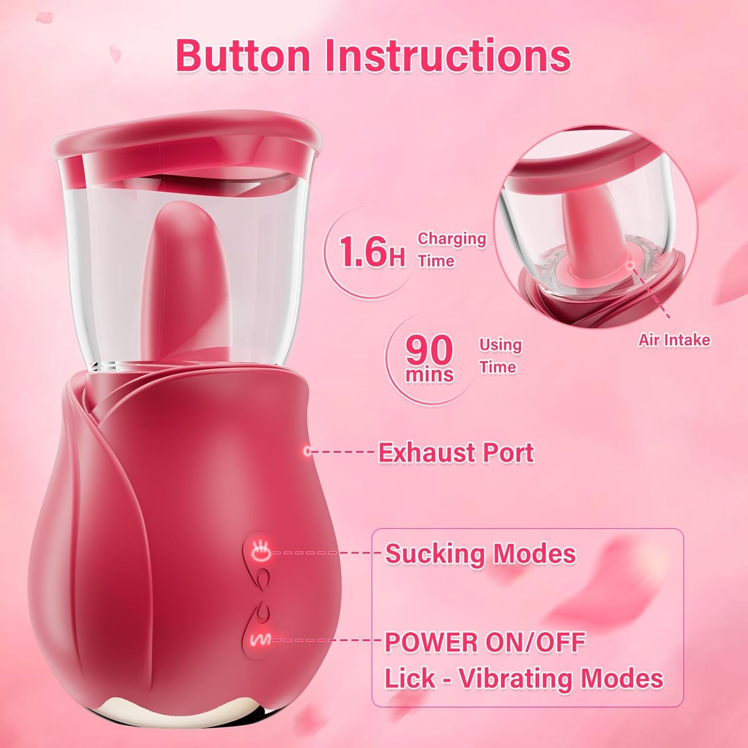 Women Sex Toys Sucking Vibrator - Rose Clitoral Vibrator with 4 Suction & 5  Licking Modes for Enhanced Pleasure