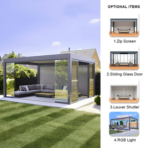 Pergola bioclimatique imperméable en aluminium électrique avec toit à lames motorisées, gazebo de luxe pour jardin <span class=keywords><strong>extérieur</strong></span>, pavillon de jardin, <span class=keywords><strong>couverture</strong></span> de patio - Product Image 5