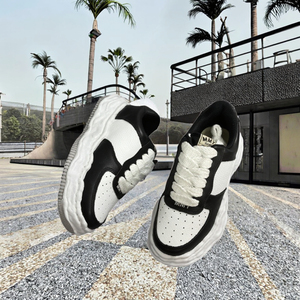 <b>Leather</b> Sneakers White & <b>Black</b> Women's Men's Autumn Mesh Lining Casual Comfortable Low-Top Skateboarding Fashion Athletic <b>Shoes</b> - Product Image 3