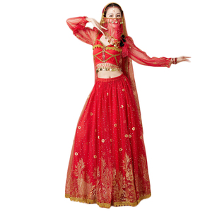 Costume da Donna in Poliestere con Motivi Dorati Lucidi, Abbigliamento per Spettacoli, Halloween, Cosplay Indiano, Principessa Jasmine di Aladdin, <span class=keywords><strong>Danza</strong></span> del Ventre - Product Image 6