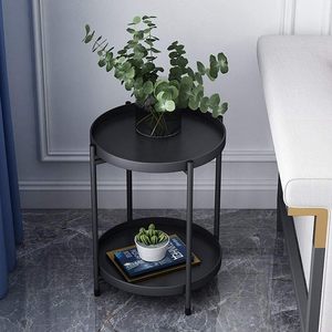 Table d'appoint en métal robuste de qualité supérieure Surface imperméable et résistante aux rayures Design compact Parfait pour le salon, la chambre à coucher ou le jardin - Product Image 1