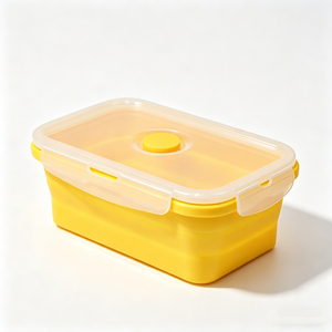 <b>Collapsible</b> Silicone Lunch Box Portable Foldable Food <b>Storage</b> Container Microwave Safe for Picnic Travel - Product Image 1