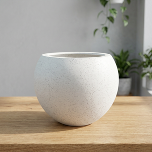 Maceta Minimalista de Cemento Blanco para Jardín Exterior, con Orificio de Drenaje, Diseño Circular de Terrazo para Flores y Plantas Verdes - Product Image 2
