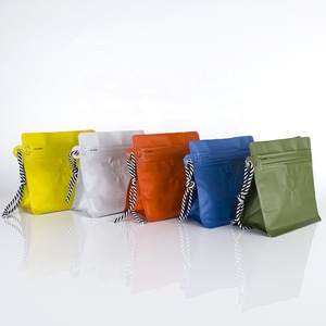 Sacchetto a fondo piatto personalizzato da 150g/250g/500g, sacchetto di imballaggio per caffè di forma quadrata con spago, sacchetti di caffè in foglio di alluminio a fondo piatto - Product Image 2