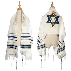 CCY baru perjanjian Kristen Tallit etnik Yahudi syal doa biru dongker Mesiah tinggi 180 "x 50" dengan tas desain cetak Israel