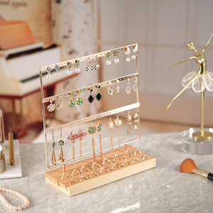 Nhà Máy Bán Buôn 3 Tier Rose Gold Mạ Điện Da Đồ Trang Sức Đứng Máy Tính Để Bàn Bông Tai Thẻ Giá Nhẫn Lưu Trữ Khay Hiển Thị Loại - Product Image 3