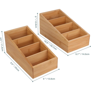 Organizzatore Contenitore Dispensa in Bambù Ecologico a 4 Scomparti, Forma Rettangolare con Coperchio, Divisori Rimovibili, <span class=keywords><strong>per</strong></span> Snack, Bustine di Spezie, Resistente - Product Image 2