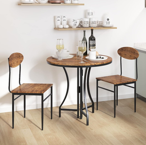 Bàn gấp Bistro Bar + 2 ghế đặt thiết kế hiện đại bàn ăn thương mại sử dụng khung Gỗ Óc Chó Màu đen - Product Image 3