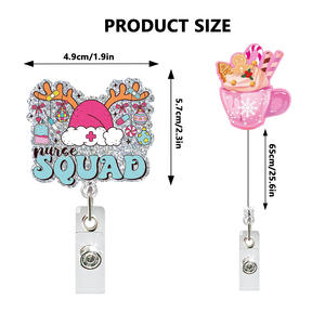 Klip liontin dapat diperbesar elemen Natal yang mudah untuk ditarik <span class=keywords><strong>ID</strong></span> akrilik medis lencana gulir - Product Image 2