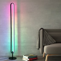 Lampe de sol d'angle en forme de U, LED, style nordique minimaliste, RGB, couleurs variées, en alliage d'aluminium, CRI élevé 80-90, télécommande, lumière à intensité variable