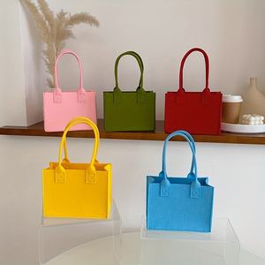 Mini Solid <strong>Color</strong> Custom Logo Eco Friendly Square Small Felt Tote <strong>Bag</strong> for Women Work and Grocery Shopping - Product Image 1