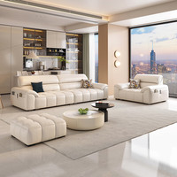 Vente en gros Ensemble de canapés en cuir Frances au design italien Canapé en cuir véritable de couleur blanche
