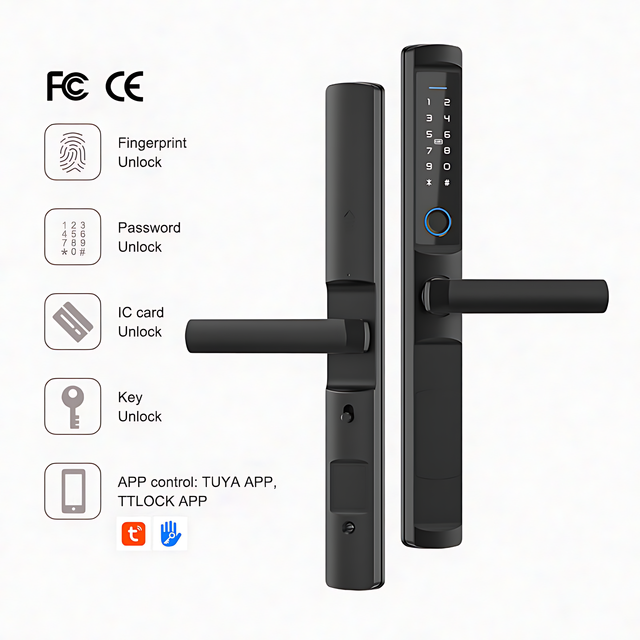 Smart Door Lock Narrow Waterproof Sun-Resistant Fingerprint Tuya TTlock Keyless Entry Cerradura Inteligente Home Office