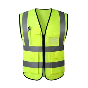 Gilet de sécurité réfléchissant en polyester durable, personnalisé, haute visibilité, sans manches, ANSI Classe 2, imperméable, respirant, avec fermeture éclair - Product Image 1