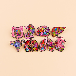 2026 Novo Design Criativo Broche de Metal com Flor e Órgãos Humanos para Decoração de Roupas de Médico e Bolsas, Presente Promocional em Atacado - Product Image 1