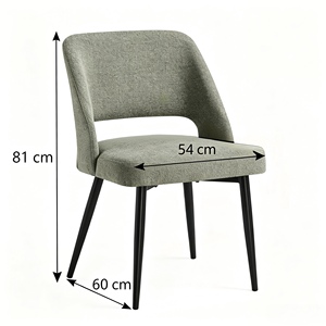 Chaise de salle à manger moderne rembourrée, assise en tissu, pieds en métal, pour la maison, le bureau ou le restaurant - Product Image 3