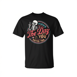 Camiseta con diseño motivacional de esqueleto retro: ¡Hazte con el día que votaste! - Product Image 2