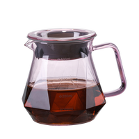 Ensemble de cafetière à filtre en verre transparent résistant à la chaleur, luxe, écologique, filtre rose de qualité alimentaire, pot à partager en diamant, tasse à thé