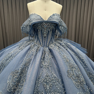 Jancember LSMC12 Robes de Quinceanera pour femmes avec pompon en strass de luxe avec longue traîne - Product Image 2