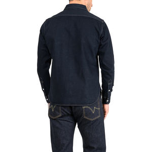 XUCHANG高品質インディゴ12オンス洗濯なしノンストレッチ100% コーマコットン生日本セルベッジデニムシャツ - Product Image 2