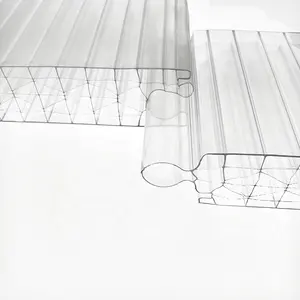 Lámina de plástico hueco de policarbonato translúcido para pared de cortina, estructura R personalizada de fábrica, 30mm, 40mm