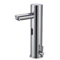 Robinet à capteur automatique en céramique noire moderne avec trou unique et mitigeur de lavabo avec noyau en céramique laiton