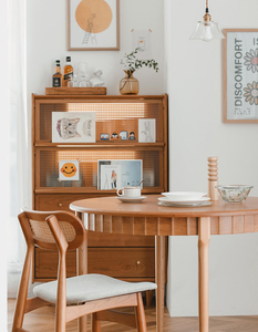 Buffet en bois massif de style nordique, double porte, <span class=keywords><strong>3</strong></span> tiroirs, design moderne et simple, armoire de rangement pour la maison, cuisine, salle à manger - Product Image 4