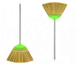 Balai en poils de daim naturels écologiques avec manche en bois, outil de balayage extérieur, balai de nettoyage - Product Image 1