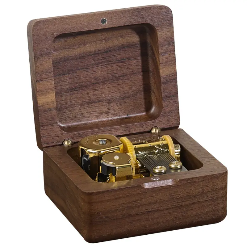 Hareket ceviz Clockwork müzik kutusu masaüstü küçük ahşap ahtapot kutusu yaratıcı hediye