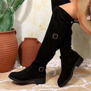 Nouvelles bottes mode automne-hiver 2026 pour femme, grande taille, montantes à boucle, en daim froncé et talon épais - Product Image 1