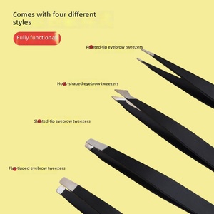Juego de Pinzas para Cejas de Acero Inoxidable de Grado Profesional, 4 Piezas, Pinzas Curvas y Puntiagudas de Precisión con Mango Antideslizante y Estuche de Viaje - Product Image 4