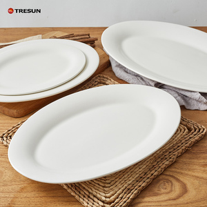 Precio al por mayor calidad superior 10 12 14 16 18 pulgadas cerámica porcelana blanca servir platos de cena de pescado ovalados para <span class=keywords><strong>restaurante</strong></span> - Product Image 2