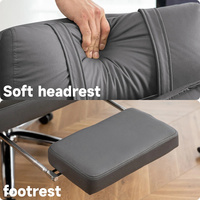 Vente en gros d'usine de chaise de patron en cuir véritable gris maison d'affaires chaise de bureau pivotante confortable avec roues et bras fixes