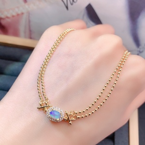 Bracciale di lusso Vintage 925 in argento Sterling naturale opale Design regalo perfetto per le donne - Product Image 2