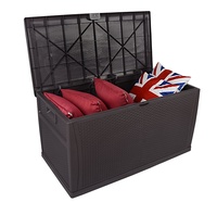 Organisateur extérieur robuste, Style rotin boîtes en plastique, grand jardin plastique de stockage, décor boîte de pont avec couvercle 1 pc