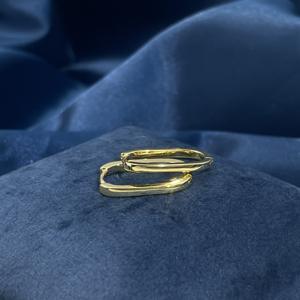 Tianyu Gems Brass Gold Plated Classic Vintage <b>Minimalist</b> Style Rectangular Shape Hoop Earrings for Women - Product Image 4