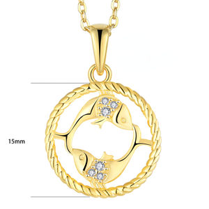 YILUN kalung liontin lapis emas 12 zodiak, perhiasan liontin tanda zodiak unik perak murni 925 - Product Image 6