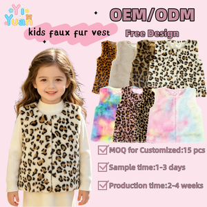 Gilet d'extérieur personnalisé en fourrure douce pour enfants, doublé satin, style boutique américaine, OEM, pour filles, automne-hiver, dropshipping - Product Image 1
