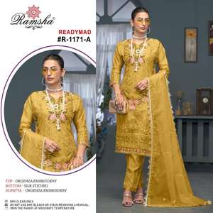 Elegante ropa India pakistaní Salwar traje con tela de Organza hermosa boda bordada nupcial Salwar traje colección - Product Image 2