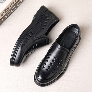 Sandalias de Verano para Hombre, de Cuero, Estilo Slip-On, Punta Redonda, Suela de Goma, Entresuela de EVA, Color Sólido, Zapatos Cómodos para Personas Mayores - Product Image 2
